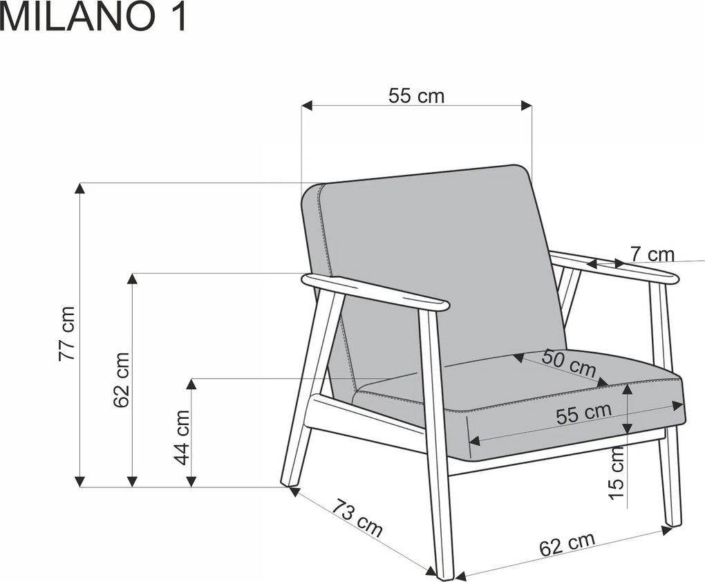 Fotel do salonu z drewnianymi podłokietnikami Milano 1S Halmar