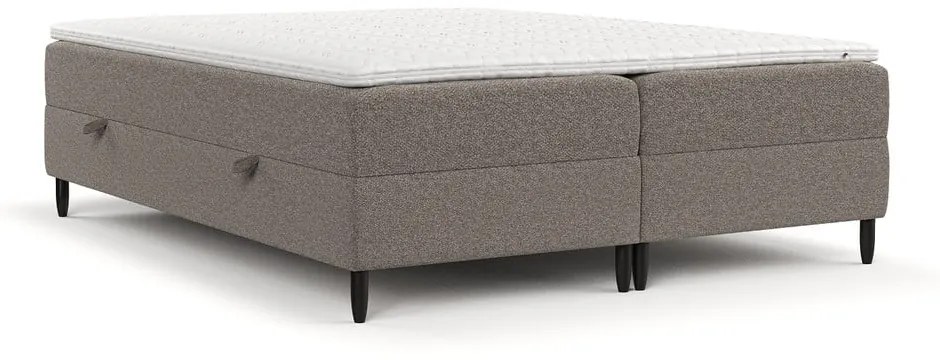 Brązowe łóżko boxspring ze schowkiem 160x200 cm Malte – Maison de Rêve