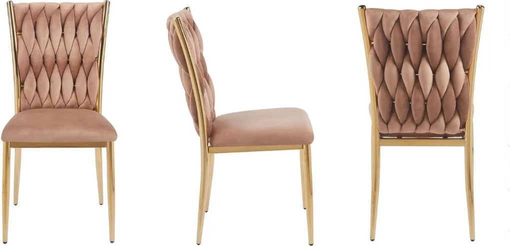 Eleganckie aksamitne krzesło K37-FX, złote nogi