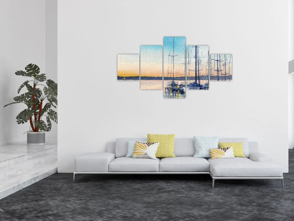 Obraz - Żeglarstwo, akwary (125x70 cm)