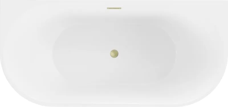 Mexen Oval wanna wolnostojąca przyścienna 180 x 80 cm, biała, przelew złoty szczotkowany - 52671808000-55