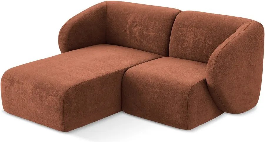 Narożnik z tkaniny szenilowej (lewostronny/z szezlongiem) w kolorze terakoty Lani – Makamii
