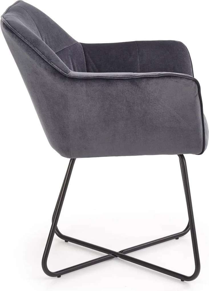 Tapicerowane krzesło z podłokietnikami na płozach K377