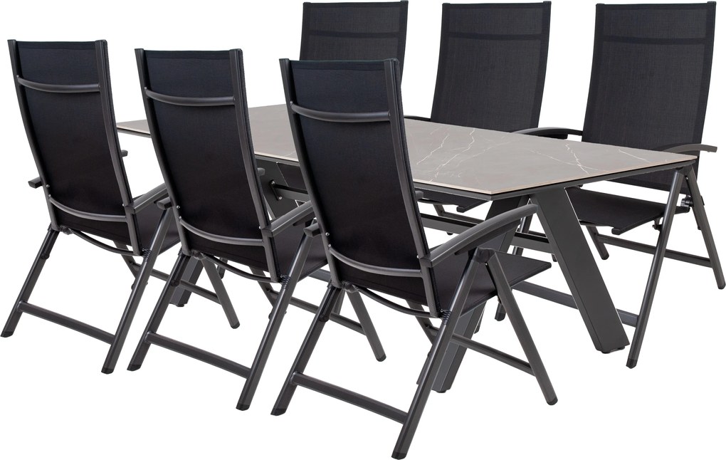 Doppler NOVA AVANTAGE antracyt, fotele regulowane zestaw mebli ogrodowych 6+1