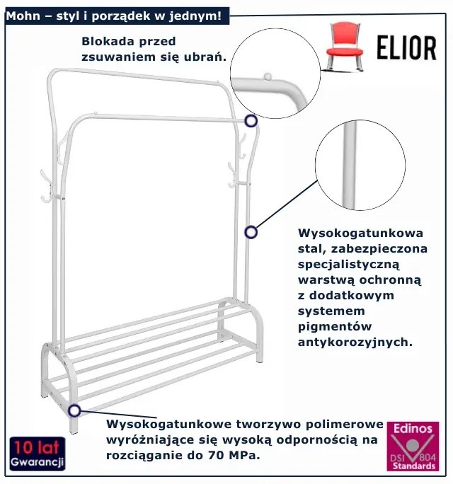Wieszak biały z półkami N2-D85