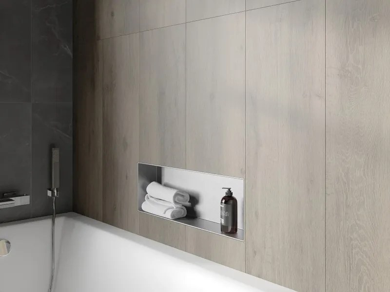 Mexen X-Wall-NR półka wnękowa bez kołnierza 60 x 20 cm, inox - 1911602010