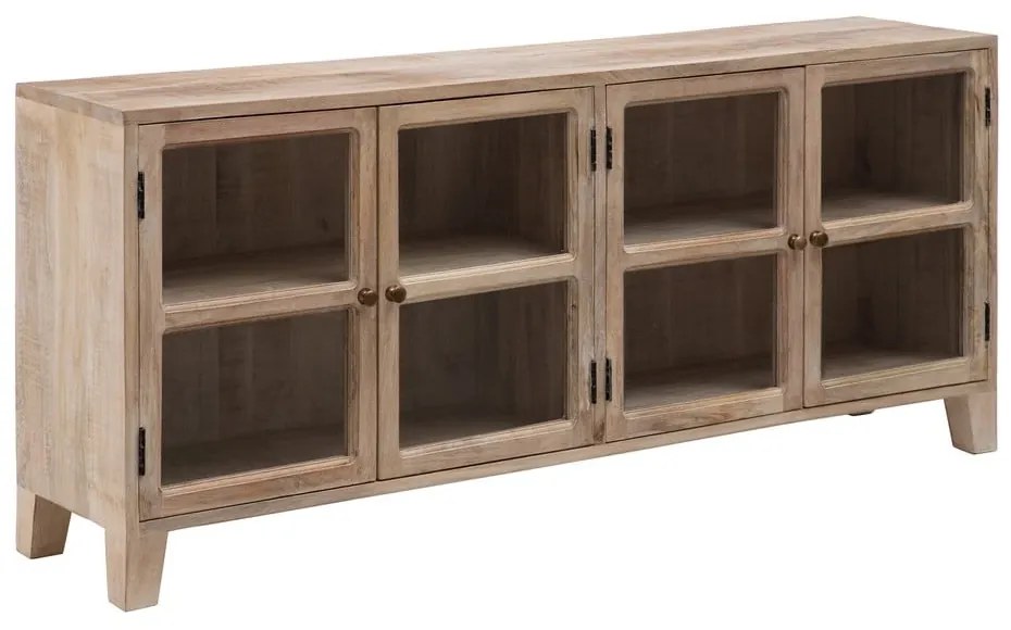 Witryna z litego drewna mango w naturalnym kolorze 160x71 cm – Ixia