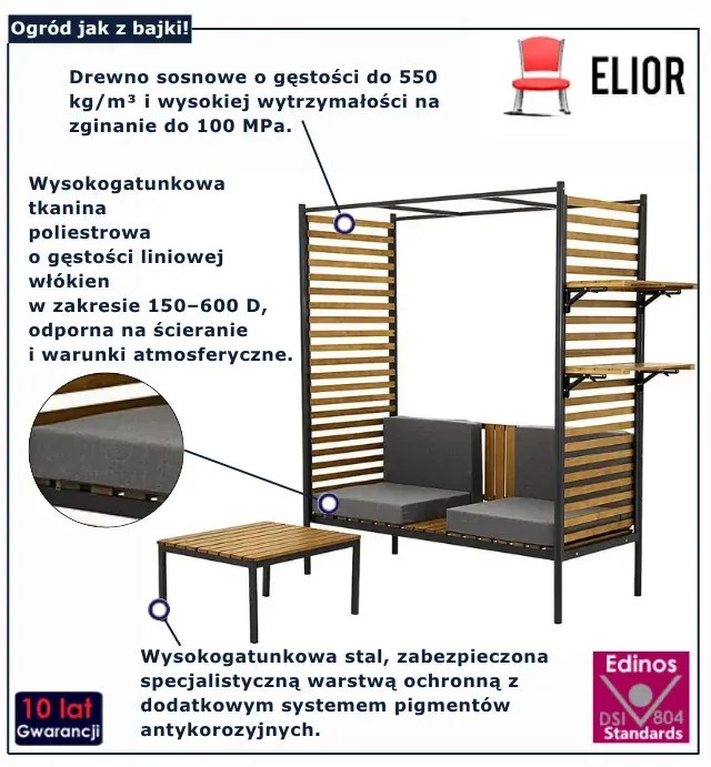 Brązowa ławka z oparciem H8-P28