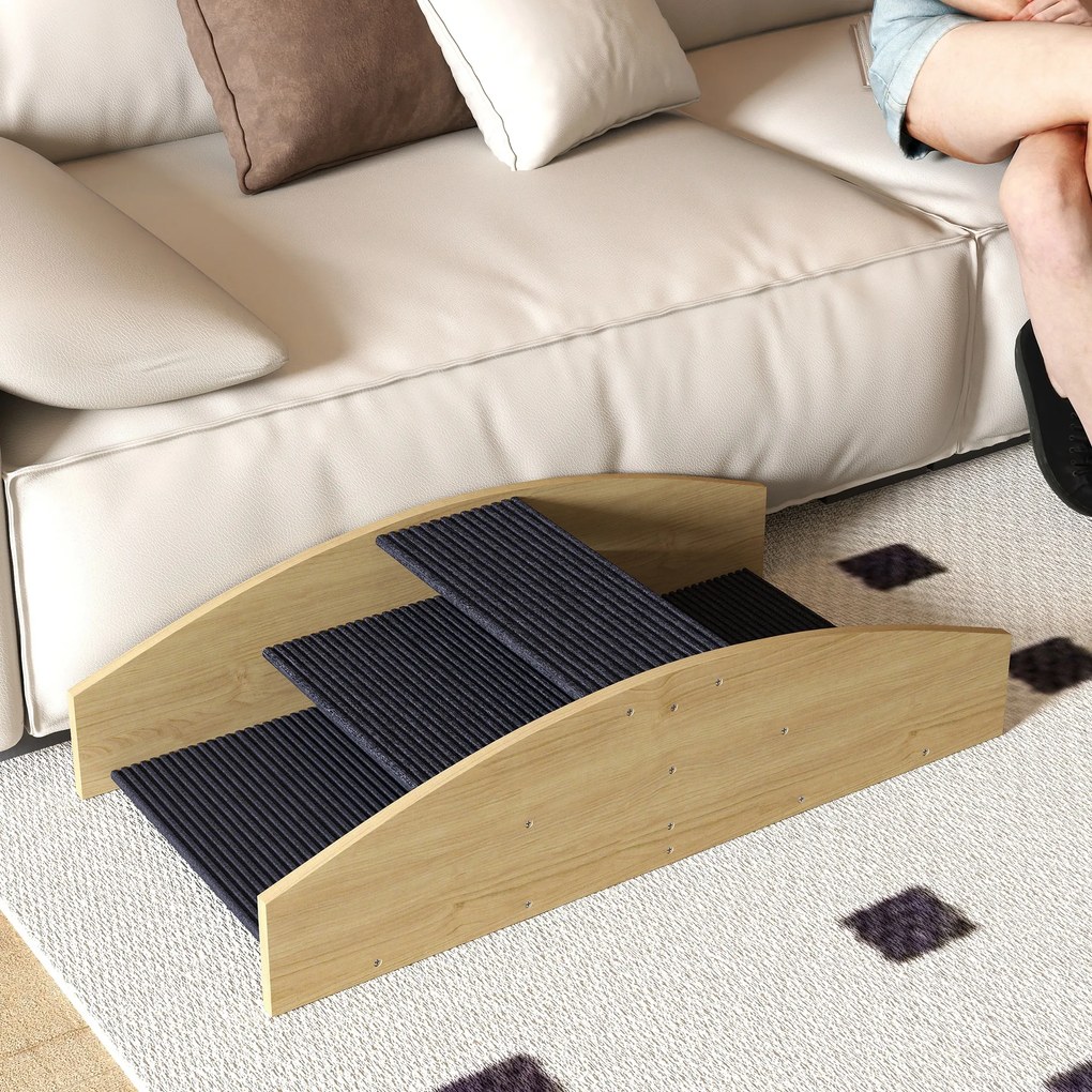 PawHut Huśtawka Agility dla Psów, 2 w 1 Huśtawka i Schody, Antypoślizgowa, Drewno Jodłowe, 80 x 39,5 cm