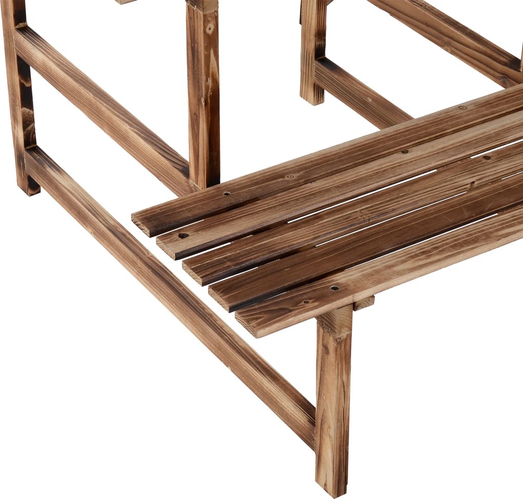 Outsunny regał na rośliny półka na kwiaty regał na kwiaty półka na rośliny stojak na kwiaty 3 stopnie drewno jodłowe kolor ciemnobrązowy 120 x 80 x 80 cm