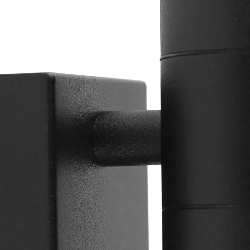 Lampa ścienna zewnętrzna czarna 2-światłowa z czujnikiem ruchu IP44 - Duo