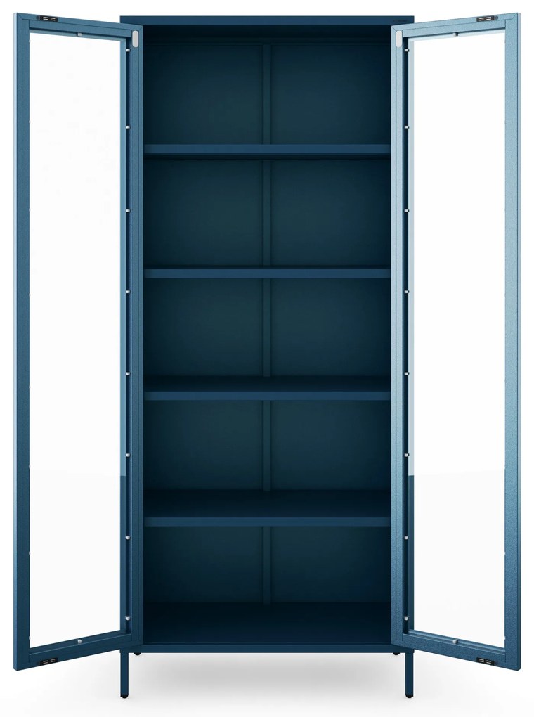 Witryna szklana do salonu granatowa Modern ANGELO 800 x 1850 x 450 mm