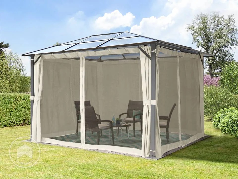 TOOLPORT 3x3,65m Pawilon ogrodowy Hardtop, z 4 ścianami bocznymi, kremowy - (300199)