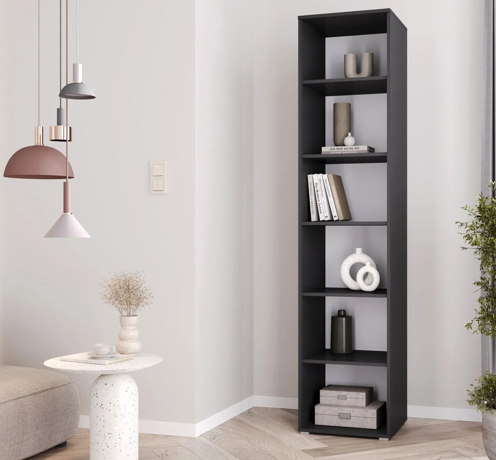 Czarny minimalistyczny regał wąski 40 cm E9-Z79