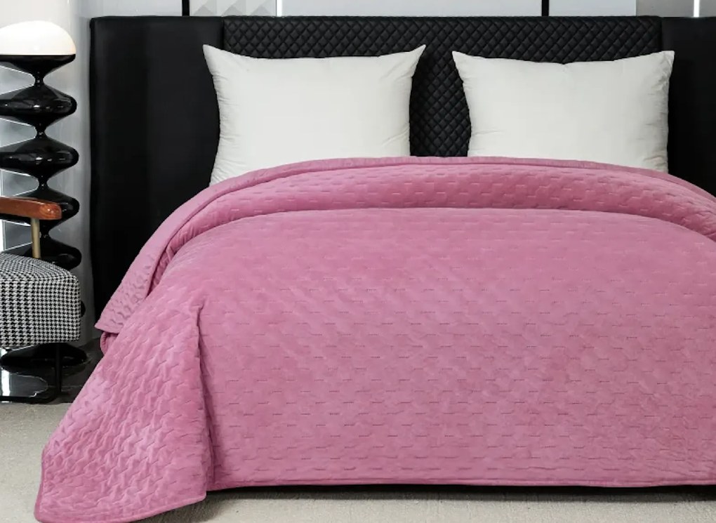 Aksamitna narzuta na łóżko ASTRALIA, różowa Rozmiar: 200 x 220 cm
