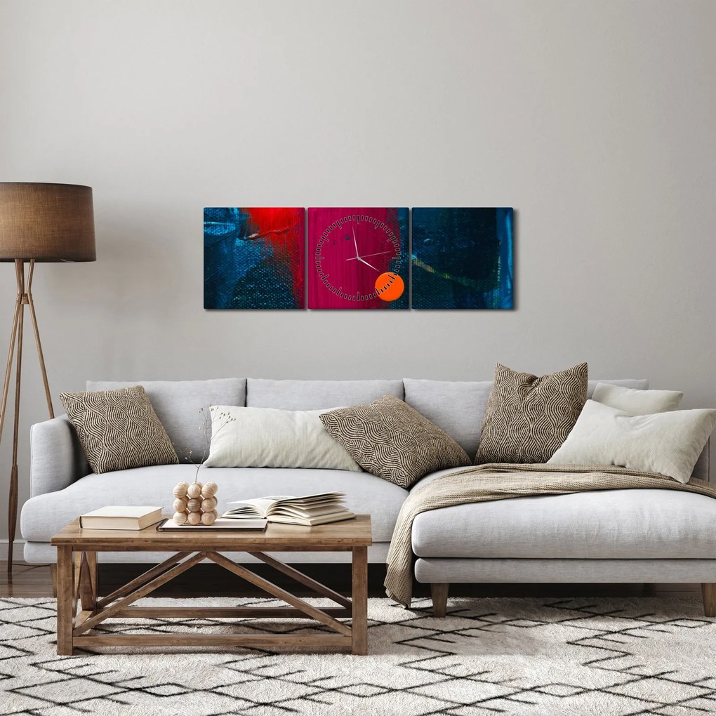 Obraz kolory (z zegarem) (90x30 cm)