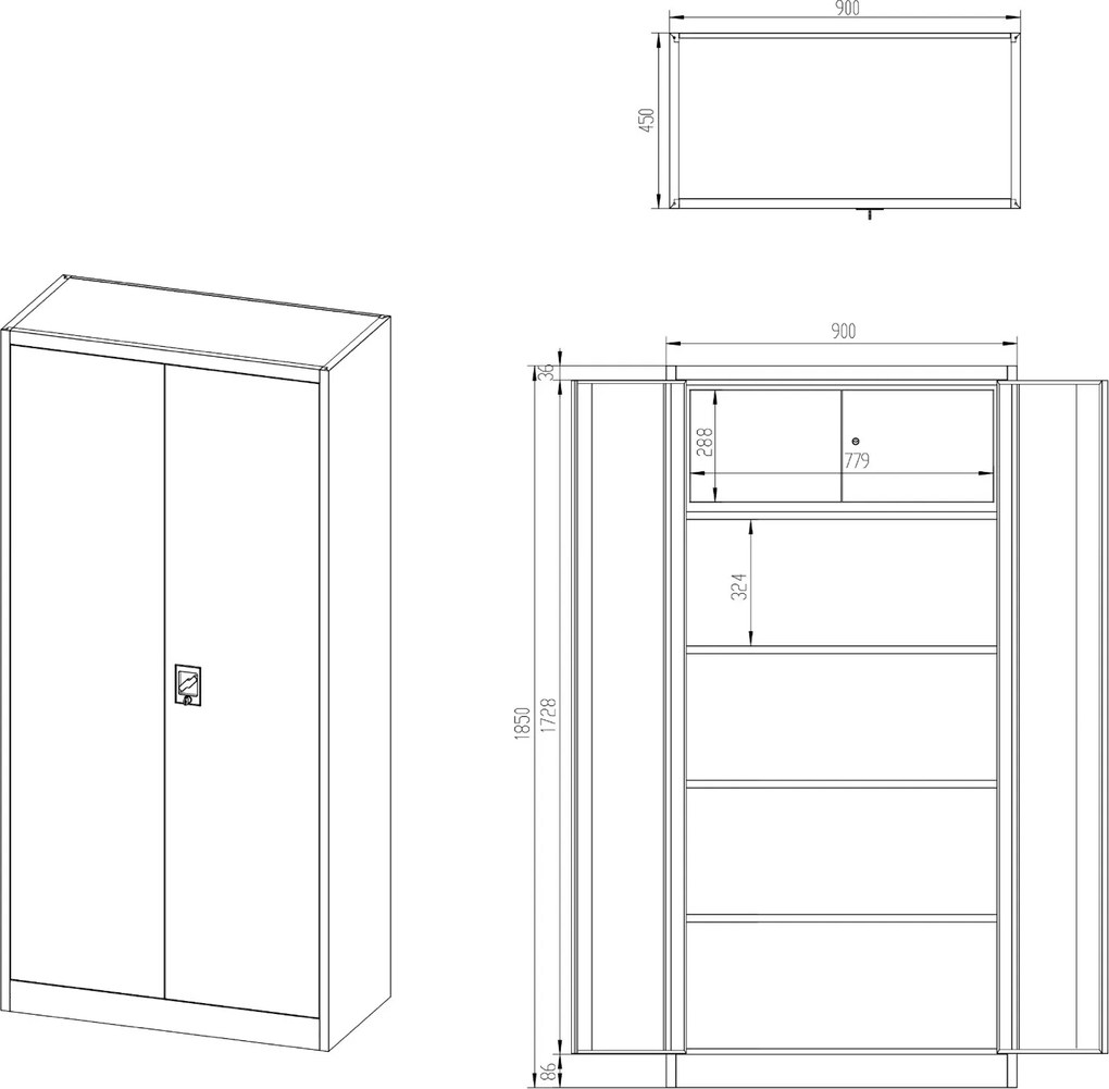 Dwudrzwiowa szafa aktowa z sejfem Eco Design Tomasz, 90x45x185 cm, biały/dąb sonoma