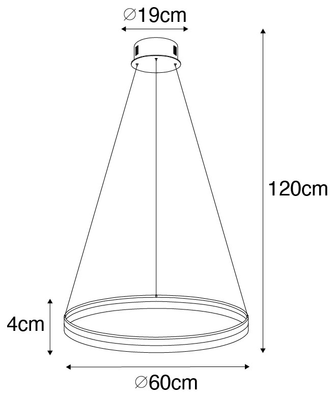 Designerska lampa wisząca złota 60 cm z wbudowanym LED o 3-stopniowej regulacji jasności - AnelloDesignerski Oswietlenie wewnetrzne
