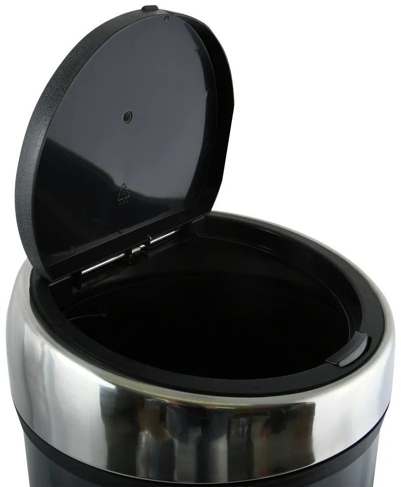 Ciemnoszary stalowy kosz na śmieci otwierany na dotyk 30 l – MSV