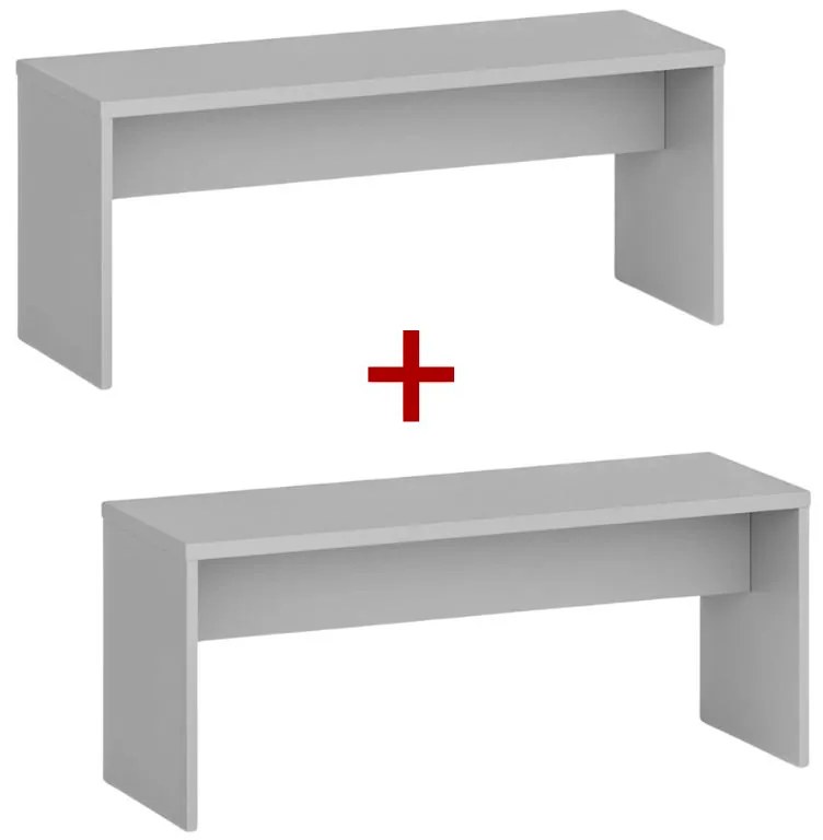 Ławka szatniowa 1+1 GRATIS, 1000 mm, szara
