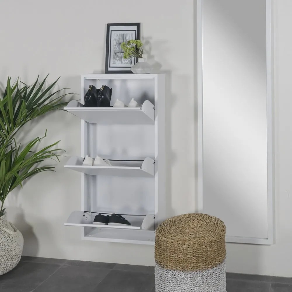 Biała metalowa uchylna szafka na buty 50x103x15 cm Billy – Spinder Design