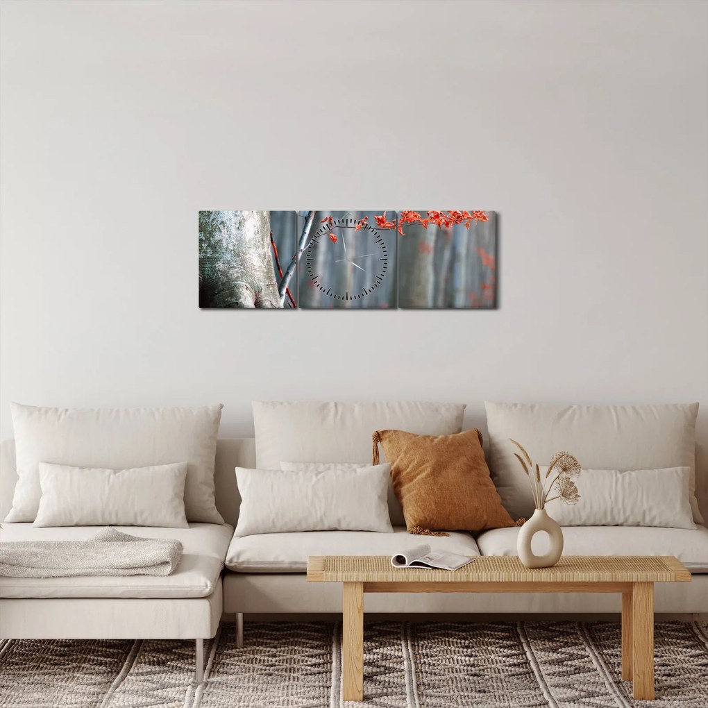 Obraz - Jesień (z zegarem) (90x30 cm)