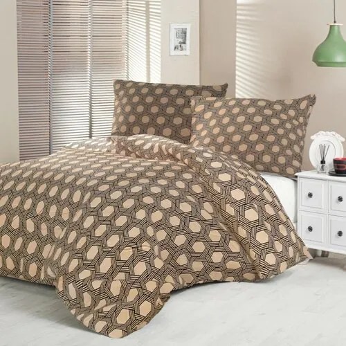 Pościel satynowa Kvalitex Luxury Collection Carero beige, 140 x 220 cm, 70 x 90 cm