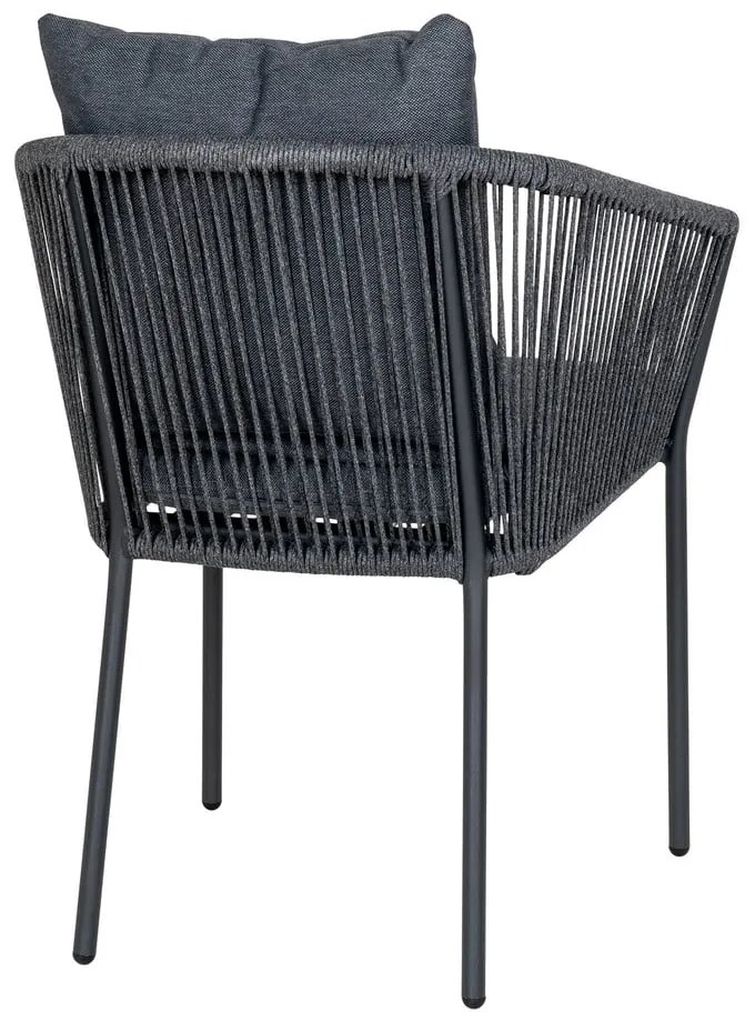 Ciemnoszare metalowe tapicerowane krzesło ogrodowe Salerno – House Nordic
