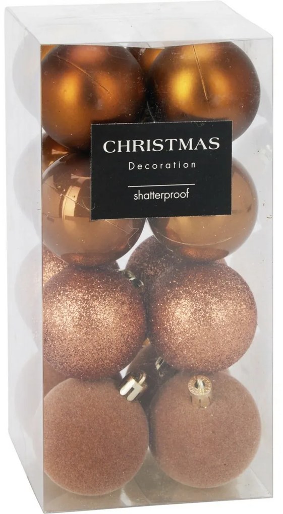 Zestaw 16 szt. ozdób świątecznych Festive Sparkles, złoto-brązowy, śr. 5 cm, plastik, 4HOME