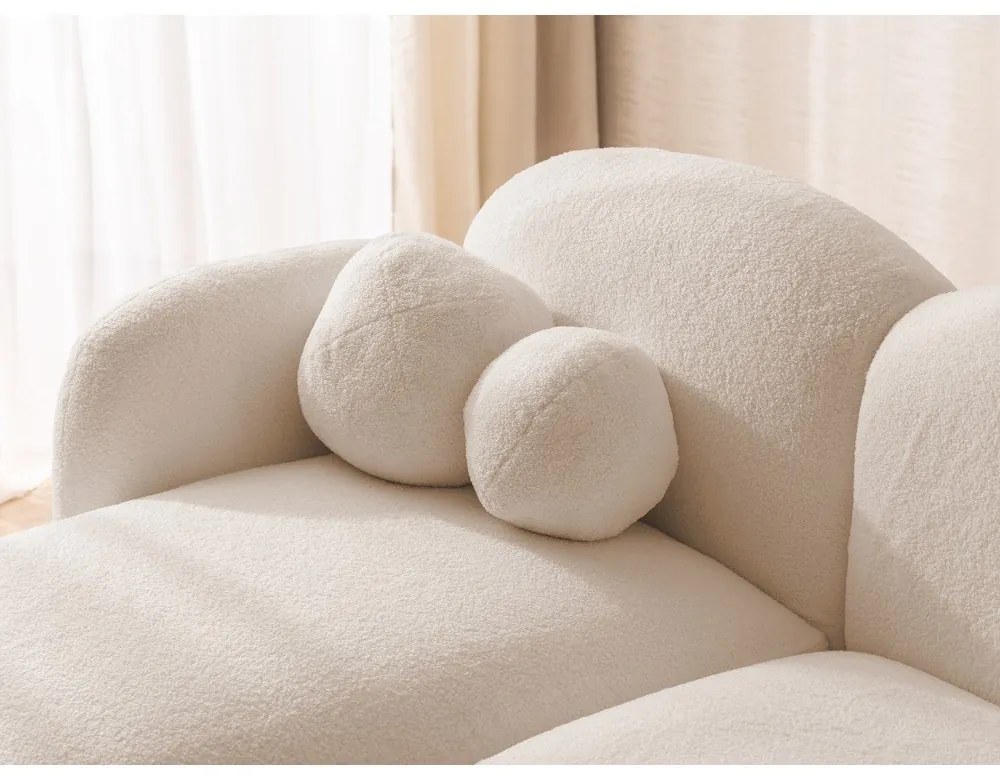 Jasnobrązowy narożnik z materiału bouclé (lewostronny/z szezlongiem) Orbit – Ropez