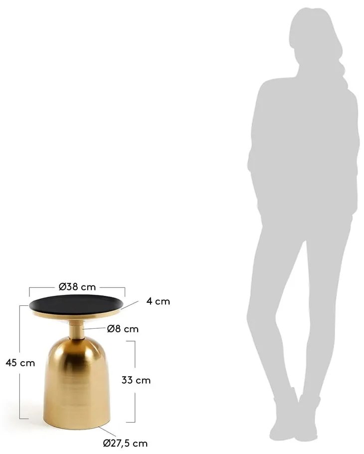 Stolik w złotym kolorze Kave Home Physic, ø 37 cm