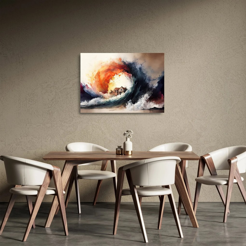 Obraz na szkle - W wirze powodzi, akwarela (70x50 cm)
