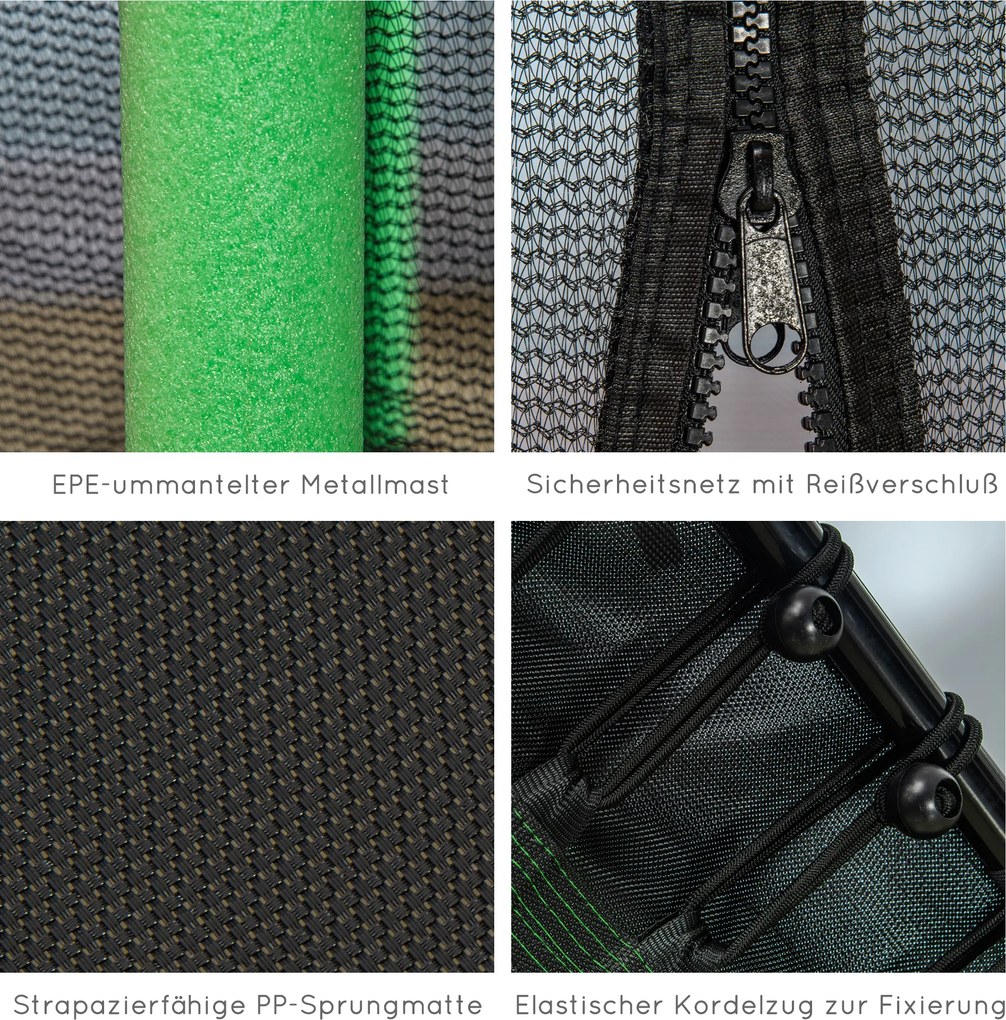 HOMCOM Trampolina Dziecięca, Ø163,5 cm, z Siatką Ochronną, Wyściełana, Stal, Udźwig do 50 kg