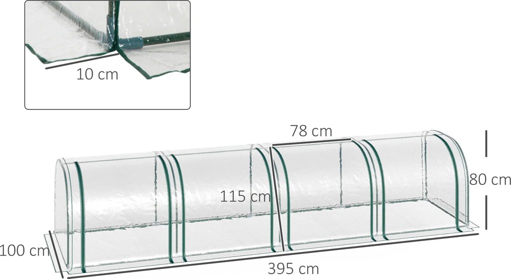 Outsunny Szklarnia z folii z drzwiami, grządka wczesna, stal PVC