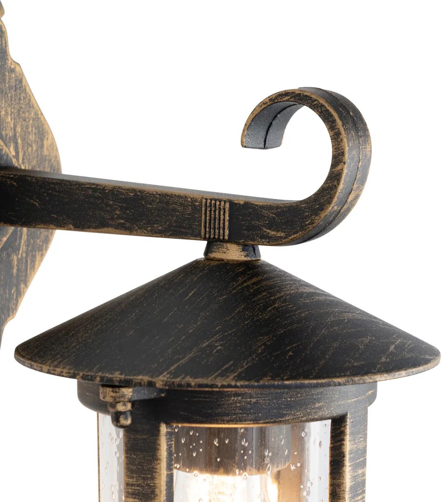 Klasyczna lampa ścienna zewnętrzna antyczne złoto IP44 - Herb