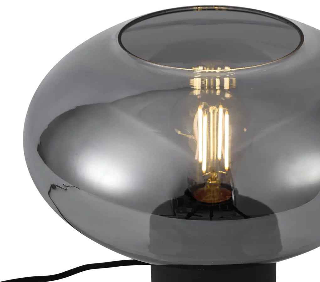Designerska lampa stołowa czarna z przydymionym szkłem - UmbrellaDesignerski Oswietlenie wewnetrzne