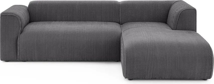 Ciemnoszary sztruksowy narożnik (prawostronny/z szezlongiem) Merid – Ropez