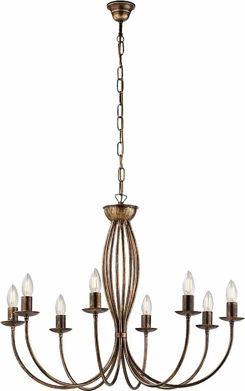 Botte - Brązowy lakierowany żyrandol z żelaza z dekoracją w kolorze starego złota, 8 świateł, 120 cm - Ø74 cm - BL147-8-BR