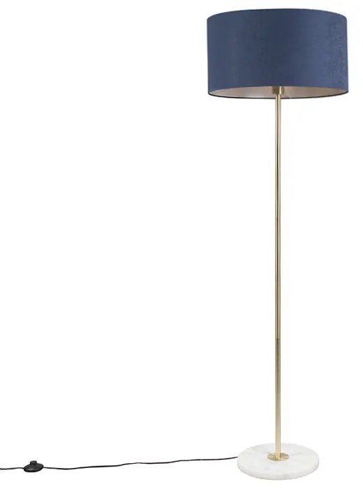 Lampa stojąca mosiężna z niebieskim abażurem 50 cm - Kaso Nowoczesny Oswietlenie wewnetrzne