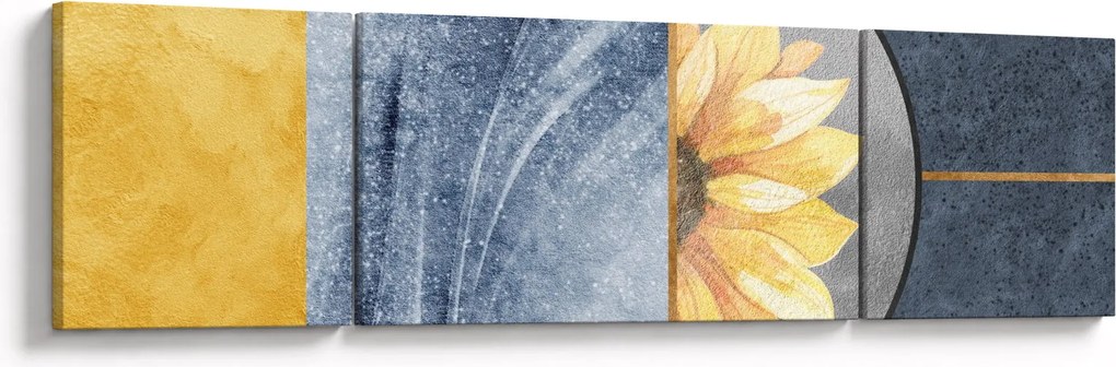 Obraz - Kształty i kwiat (170x50 cm)