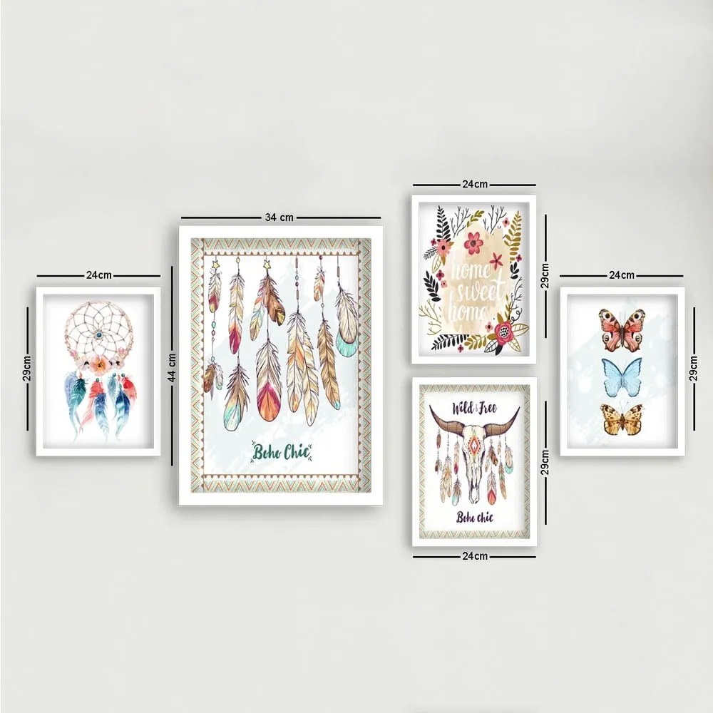Obrazy zestaw 5 szt. Boho – Wallity