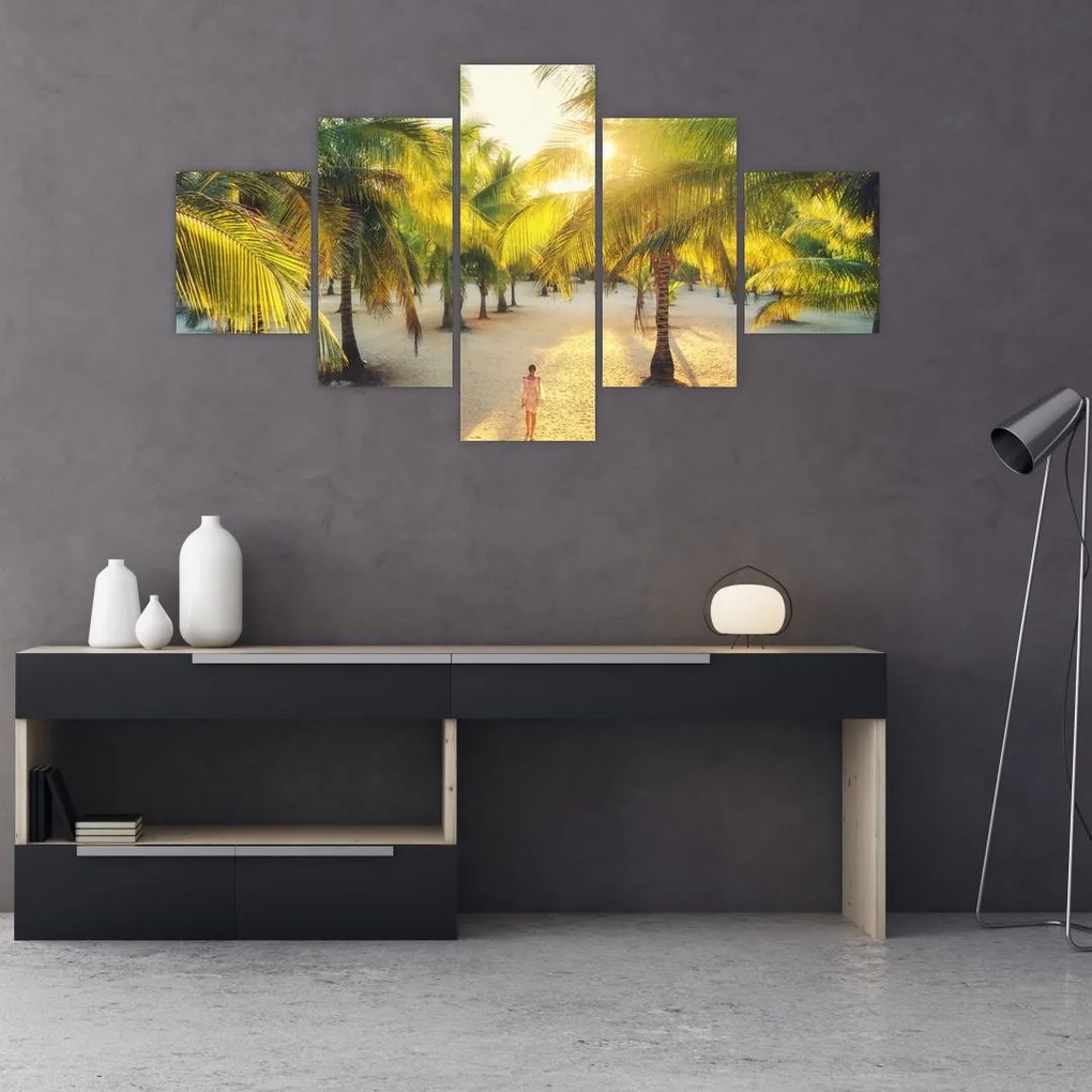 Obraz - Kobieta w palmach (125x70 cm)