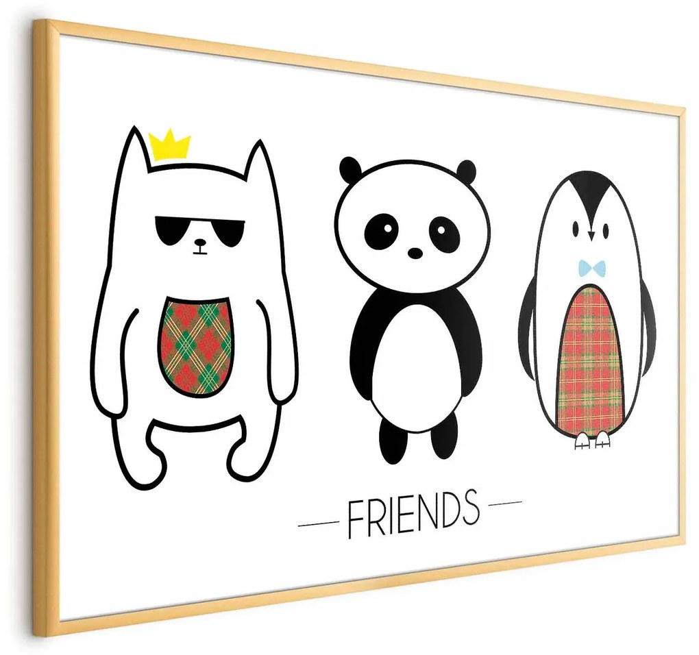 Plakat Przyjaciele 90x60 cm z ramą złotą bez marginesu ARTGEIST B