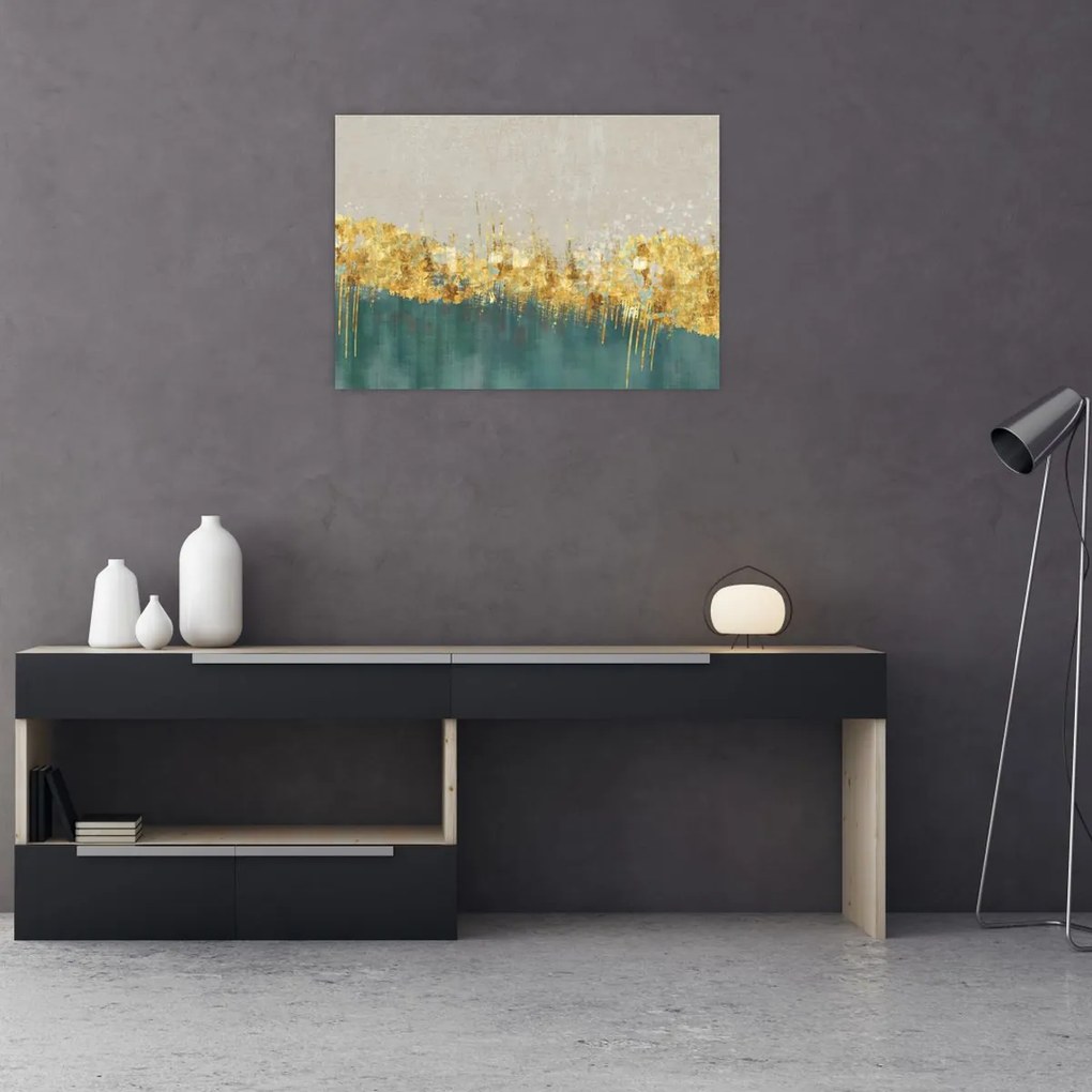 Obraz - Tekstura ze złotą dekoracją (70x50 cm)
