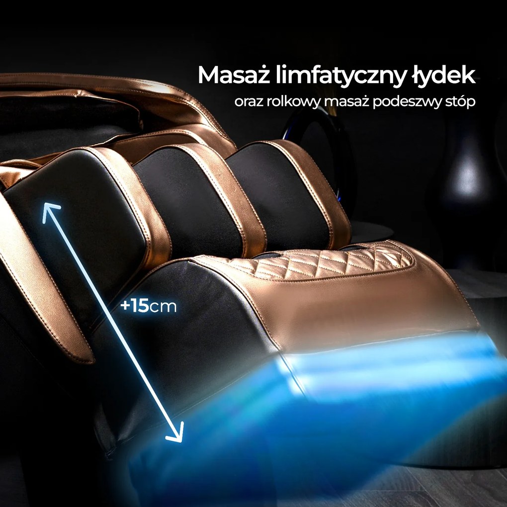 Fotel Masujący VX MAX Wypoczynkowy Relaksacyjny Brązowy Ekoskóra Nowoczesny