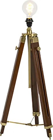 Lampa podłogowa mosiężna z jasnoszarym abażurem 50 cm na trójnogu - Cortin