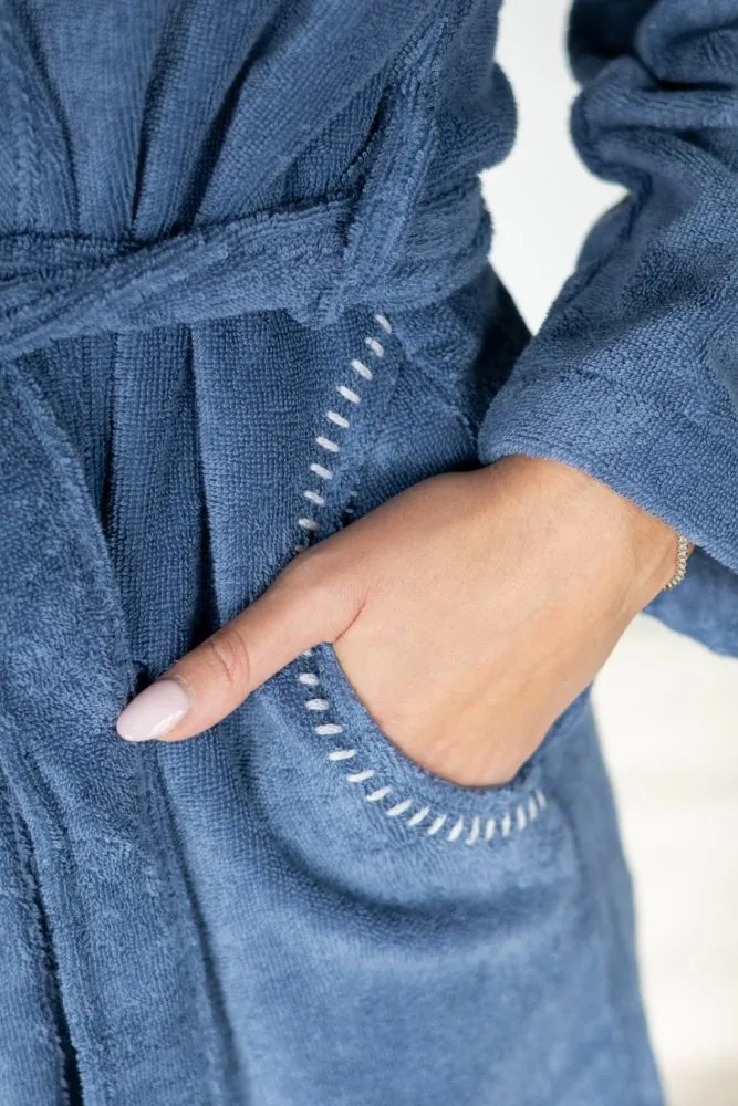 Krótki damski szlafrok VIVIAN M Niebieski