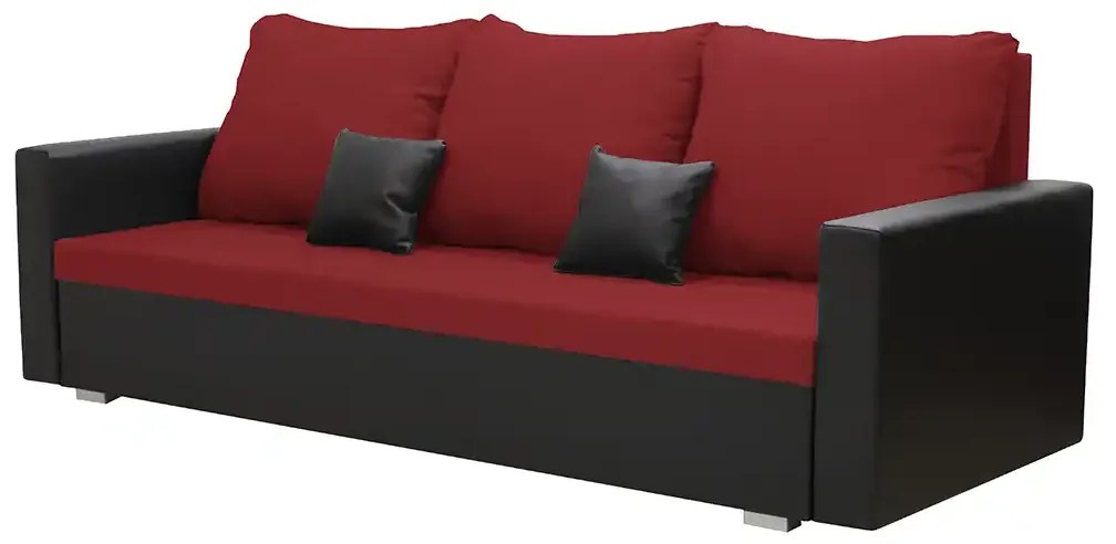 Kanapa sofa 3 os z funkcją spania EKO Czerwony/Czarny