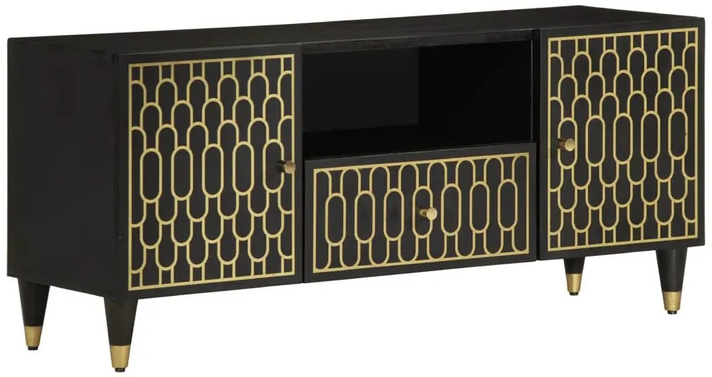 Czarna niska szafka RTV na nóżkach K9-S29