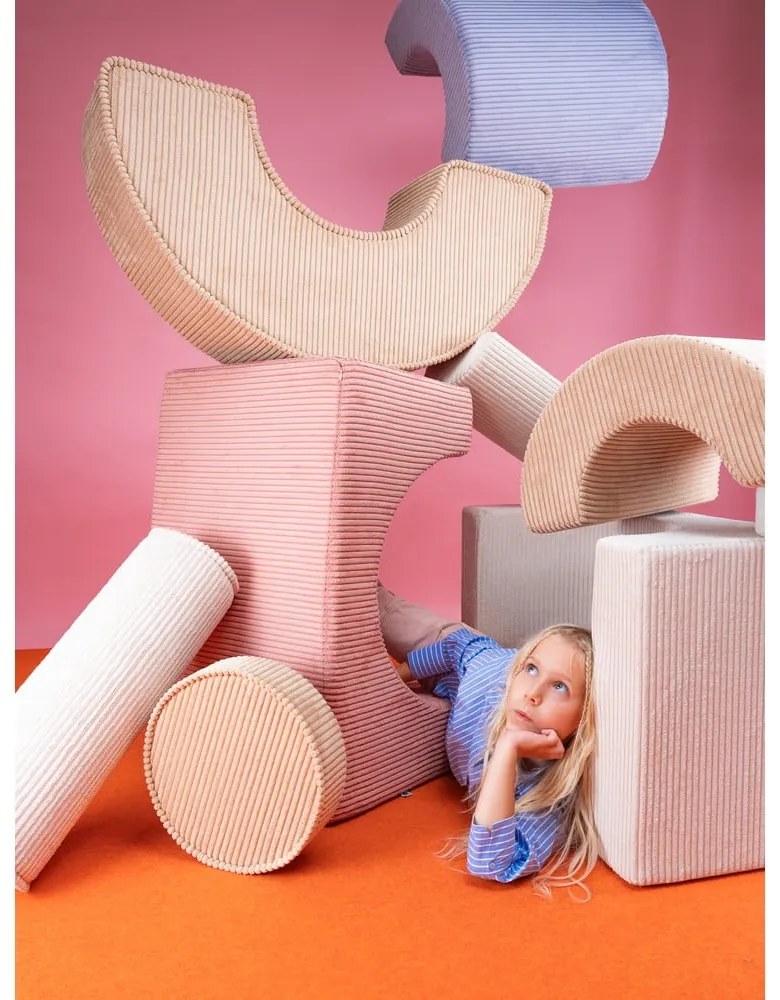 Różowy sztruksowy piankowy plac zabaw 3 szt. wysokość 37 cm 75x49 cm Rainbow Montessori – Wigiwama